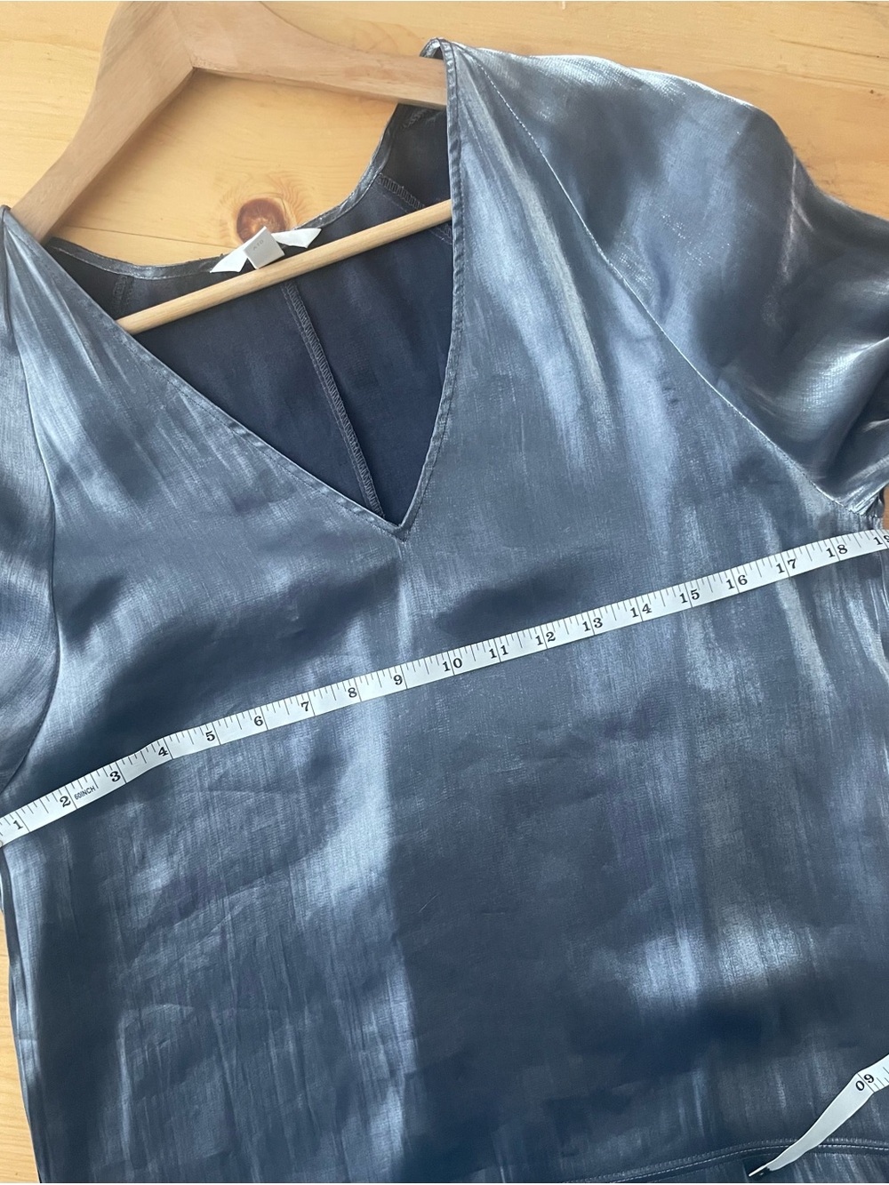 H&M Metallic Silver V-Neck Long Sleeve Dress - Picture 6 of 8
